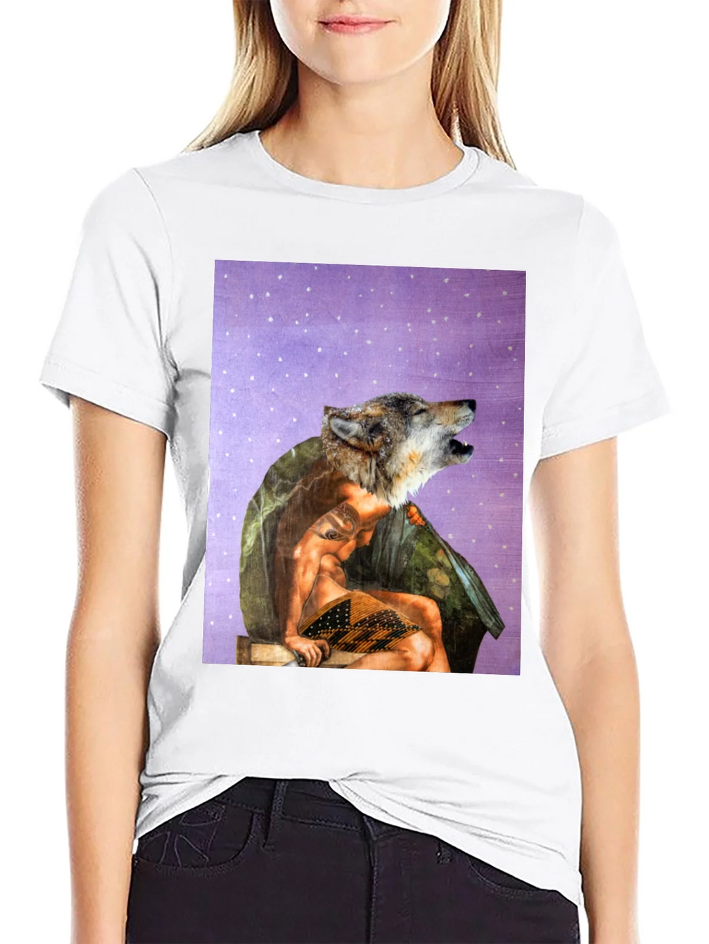 Wolf Man Graphic Tee - Black Cotton Blend product image 8
