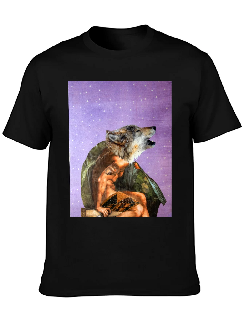 Wolf Man Graphic Tee - Black Cotton Blend product image 3