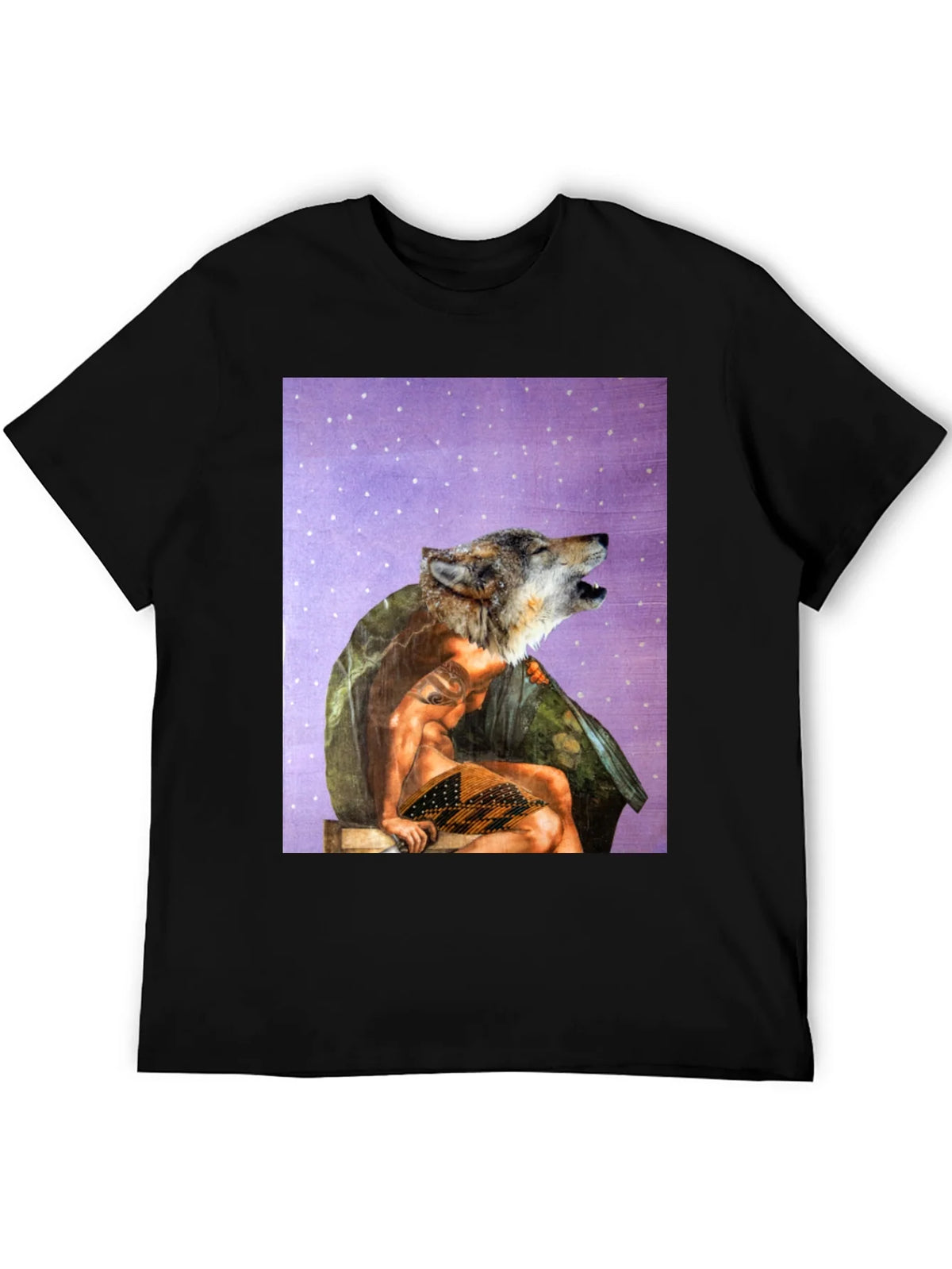 Wolf Man Graphic Tee - Black Cotton Blend product image 5