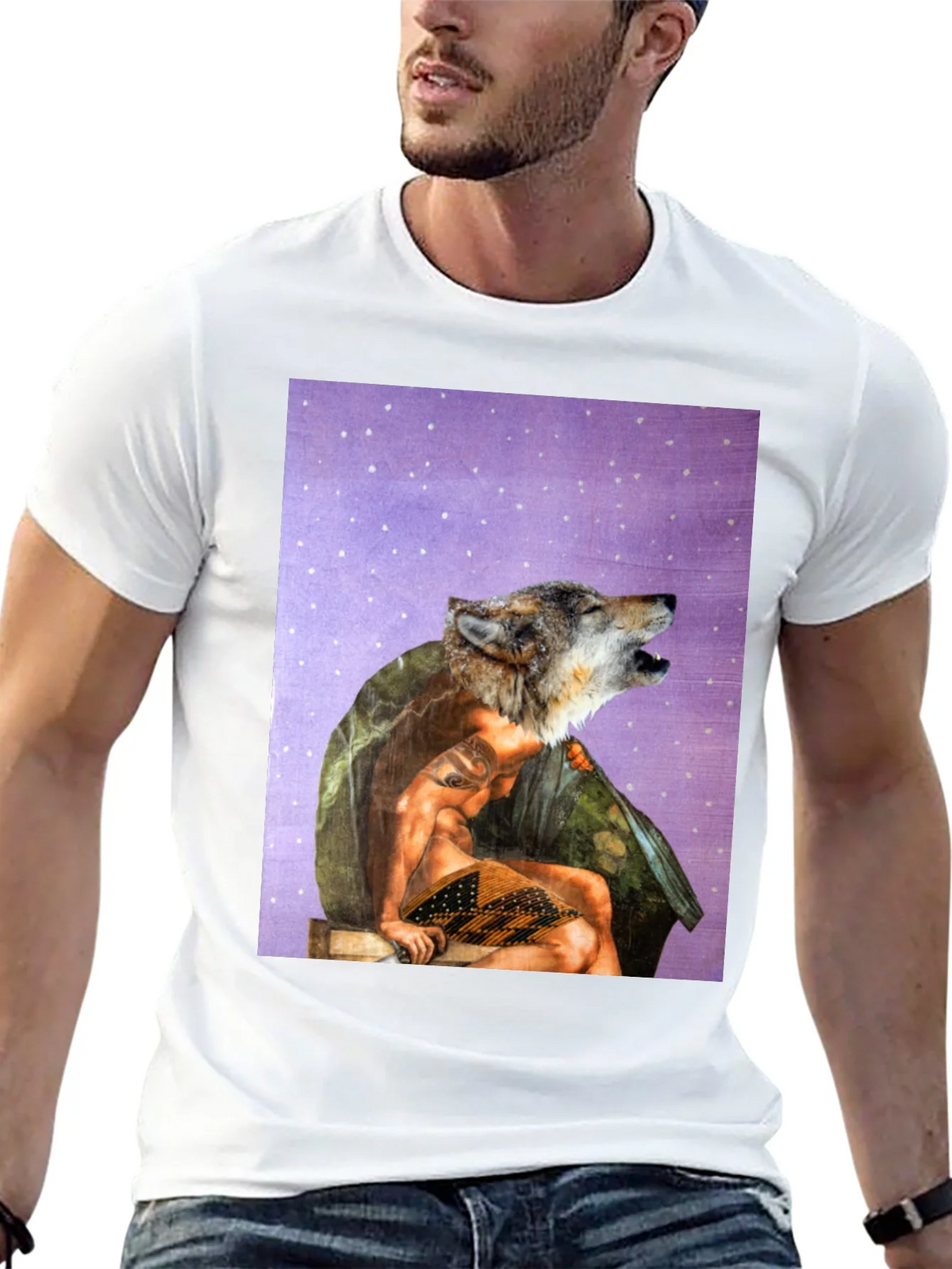 Wolf Man Graphic Tee - Black Cotton Blend product image 12