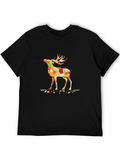 Geometric Deer Graphic T-Shirt - Black product image 1