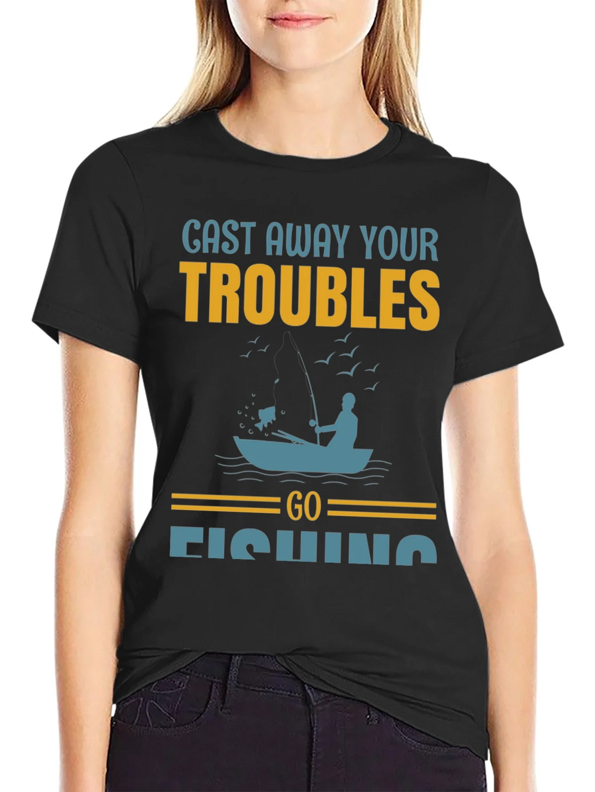 Cast Away Your Troubles Fishing Graphic T-Shirt product image 2