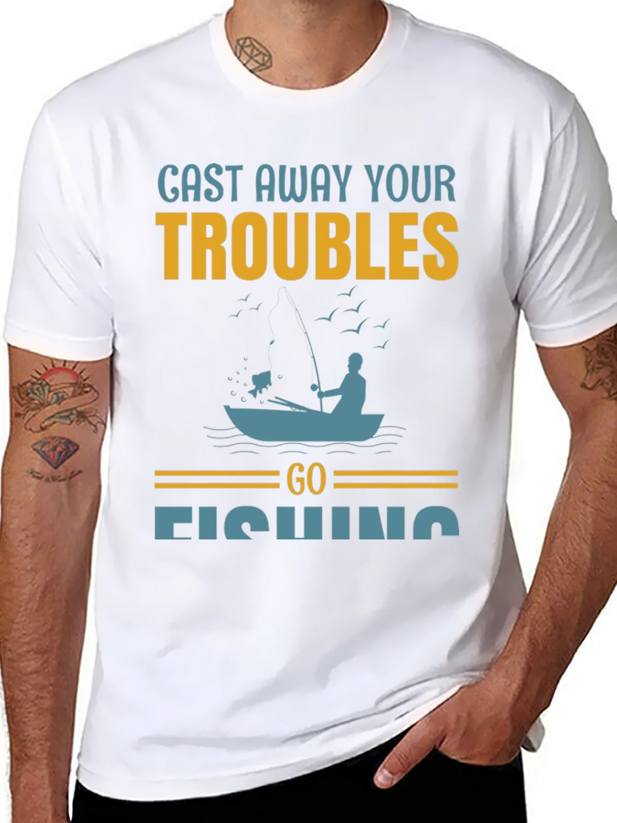 Cast Away Your Troubles Fishing Graphic T-Shirt product image 7