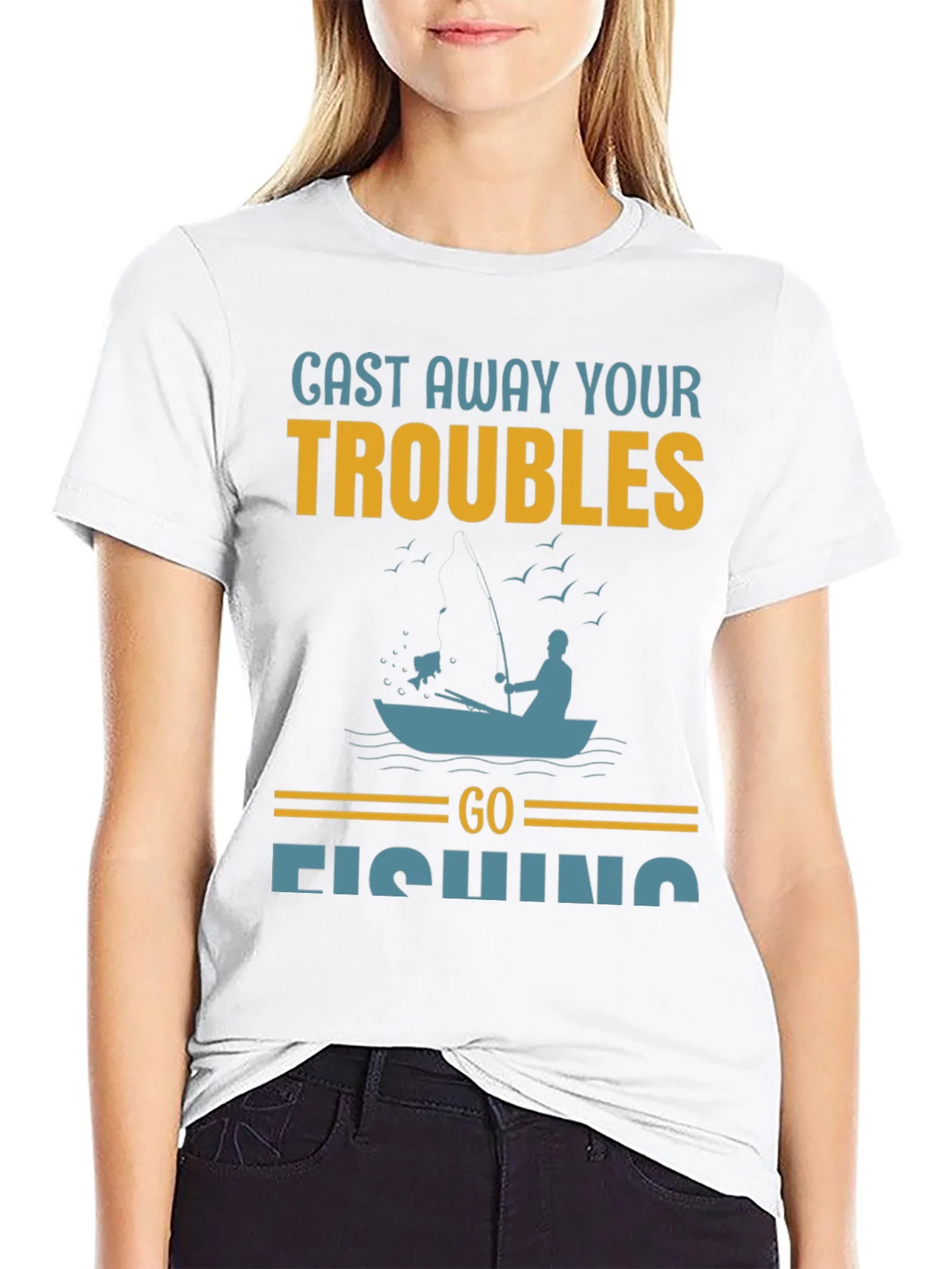 Cast Away Your Troubles Fishing Graphic T-Shirt product image 8