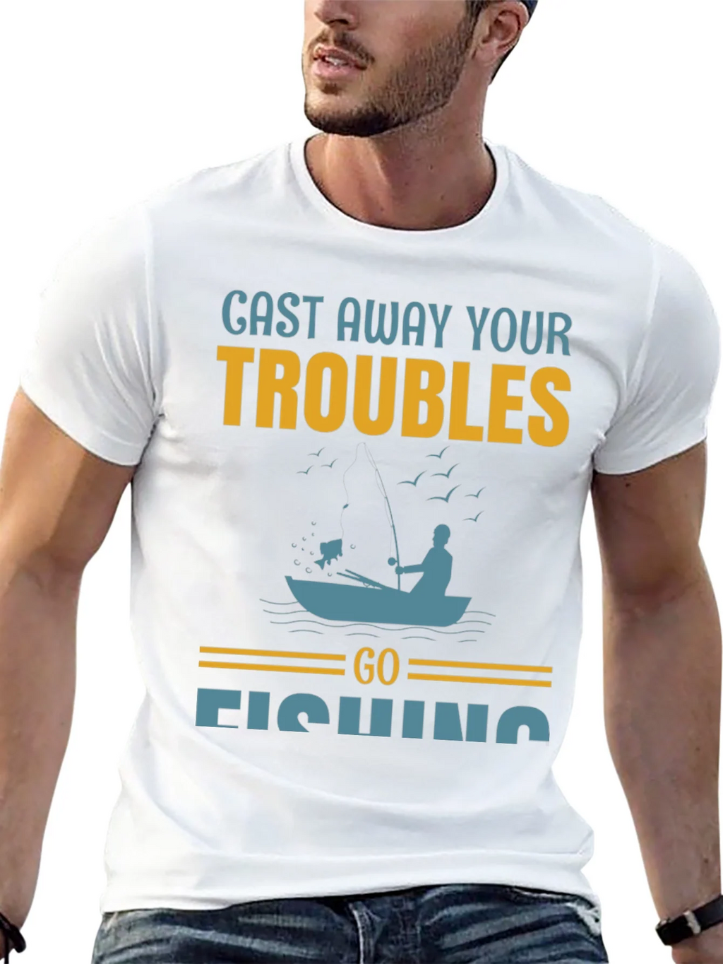 Cast Away Your Troubles Fishing Graphic T-Shirt product image 12