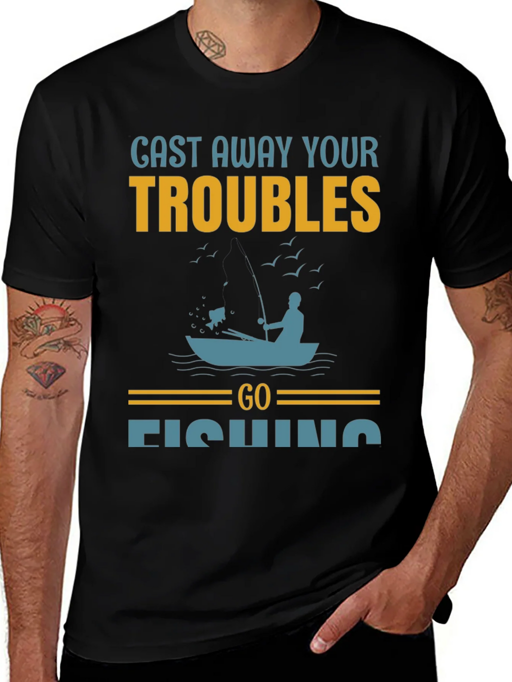 Cast Away Your Troubles Fishing Graphic T-Shirt product image 1