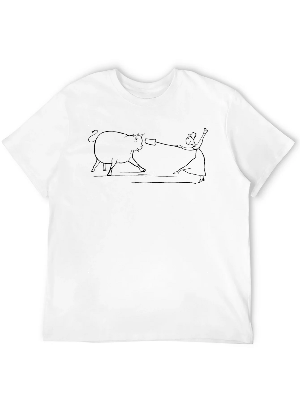 Line Art Bull & Matador Black T-Shirt product image 11