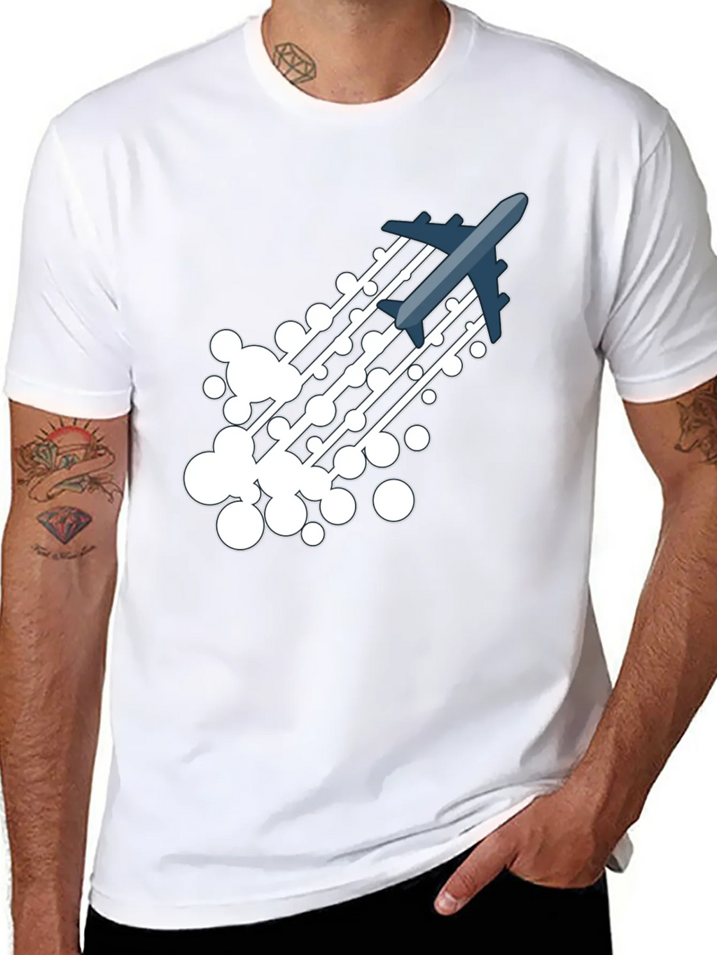 Airplane Trail Graphic Tee - Black Cotton Blend Shirt product image 3