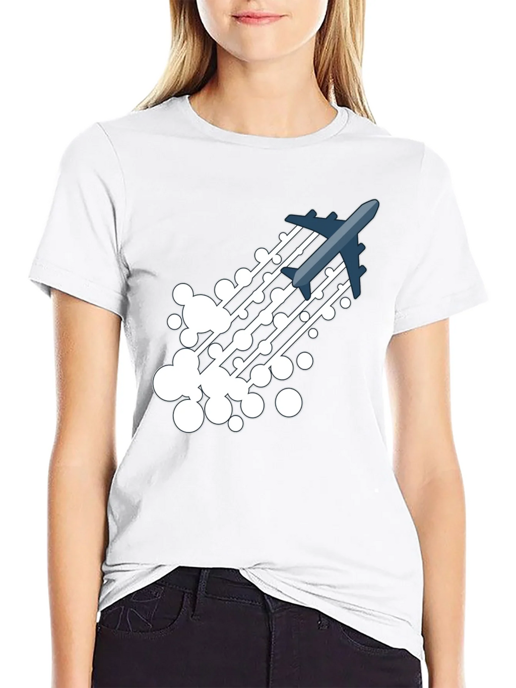 Airplane Trail Graphic Tee - Black Cotton Blend Shirt product image 4