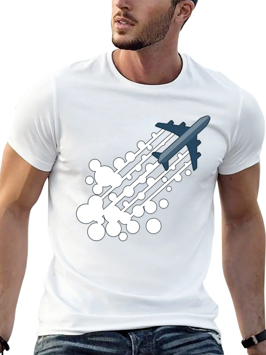 Airplane Trail Graphic Tee - Black Cotton Blend Shirt product image 8