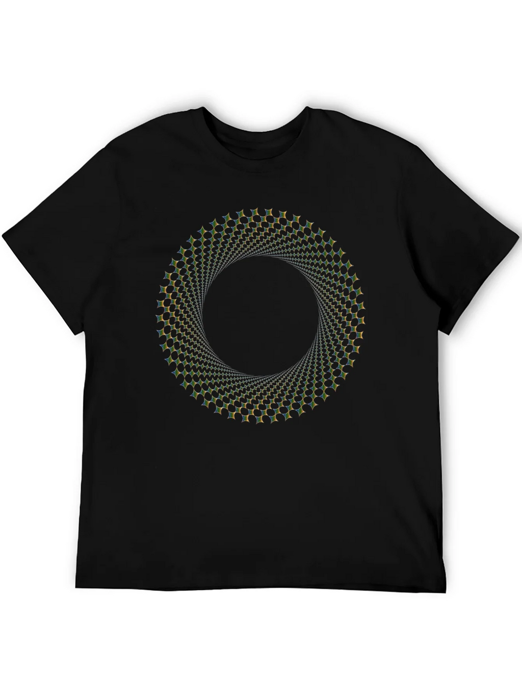 Optical Illusion Vortex Circle Black T-Shirt product image 5