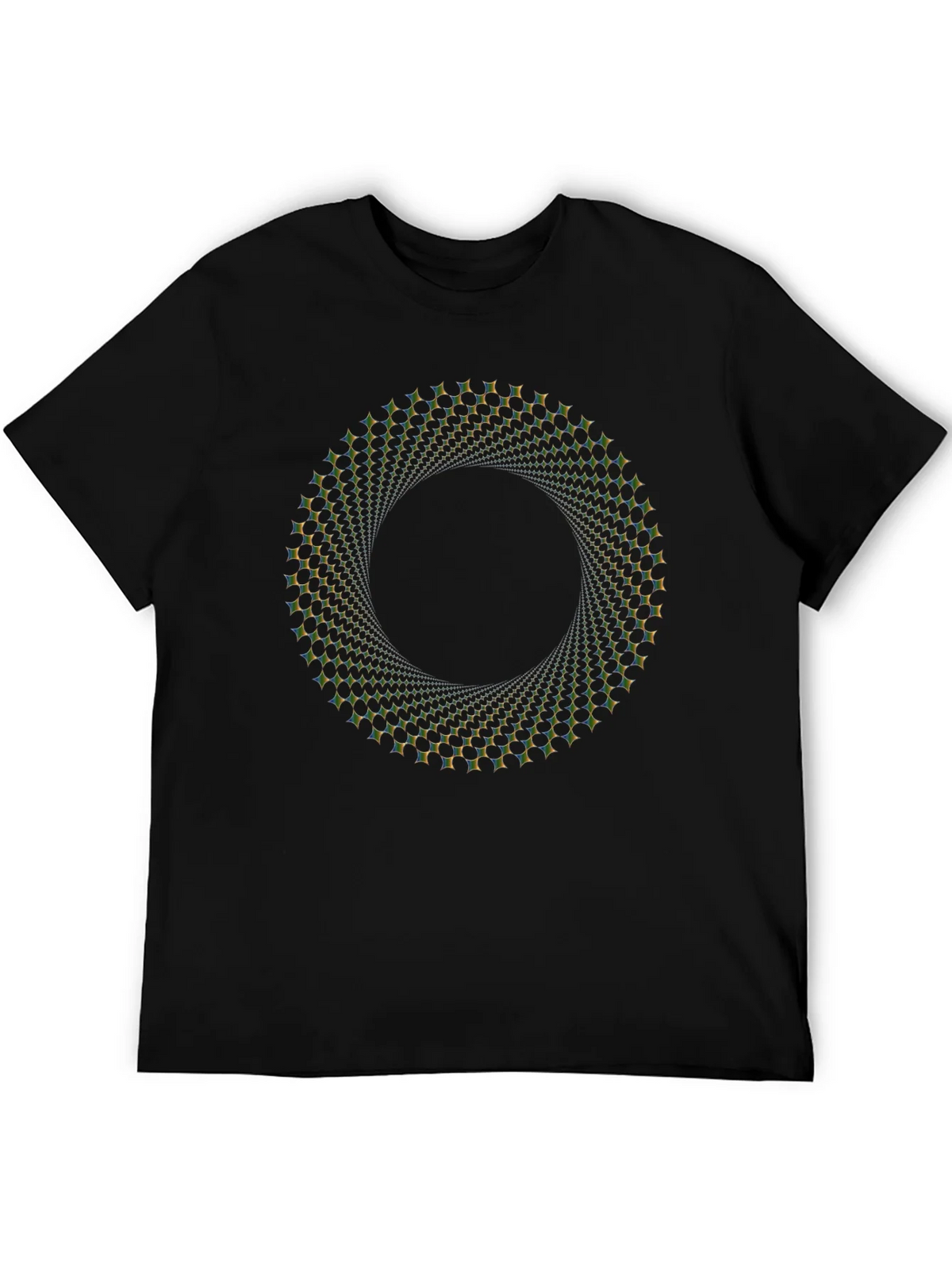 Optical Illusion Vortex Circle Black T-Shirt product image 5