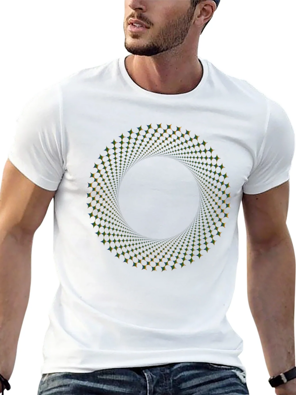 Optical Illusion Vortex Circle Black T-Shirt product image 12