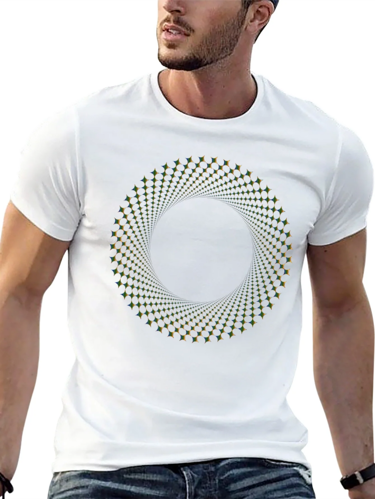 Optical Illusion Vortex Circle Black T-Shirt product image 12