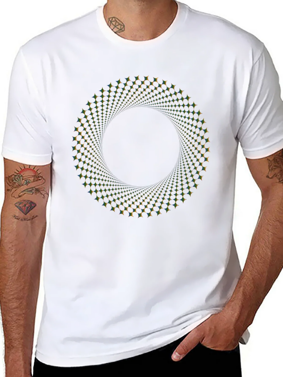 Optical Illusion Vortex Circle Black T-Shirt product image 7