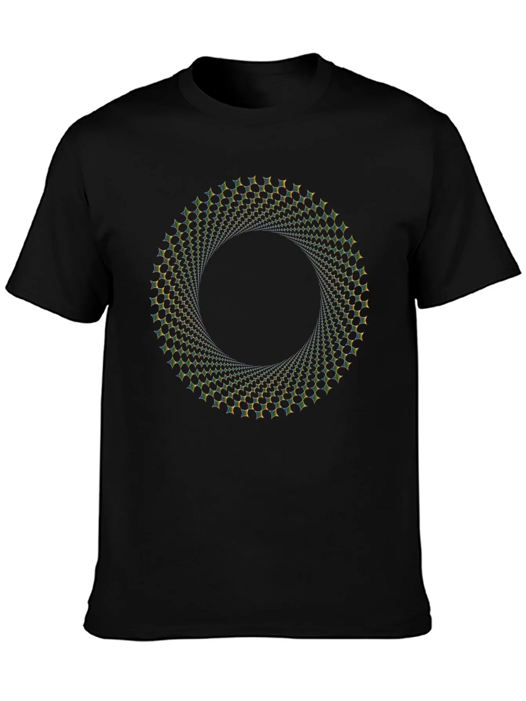 Optical Illusion Vortex Circle Black T-Shirt product image 3
