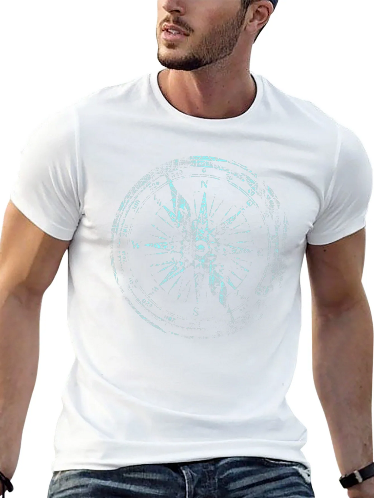 Mens Black Compass Graphic Print Tee product image 10