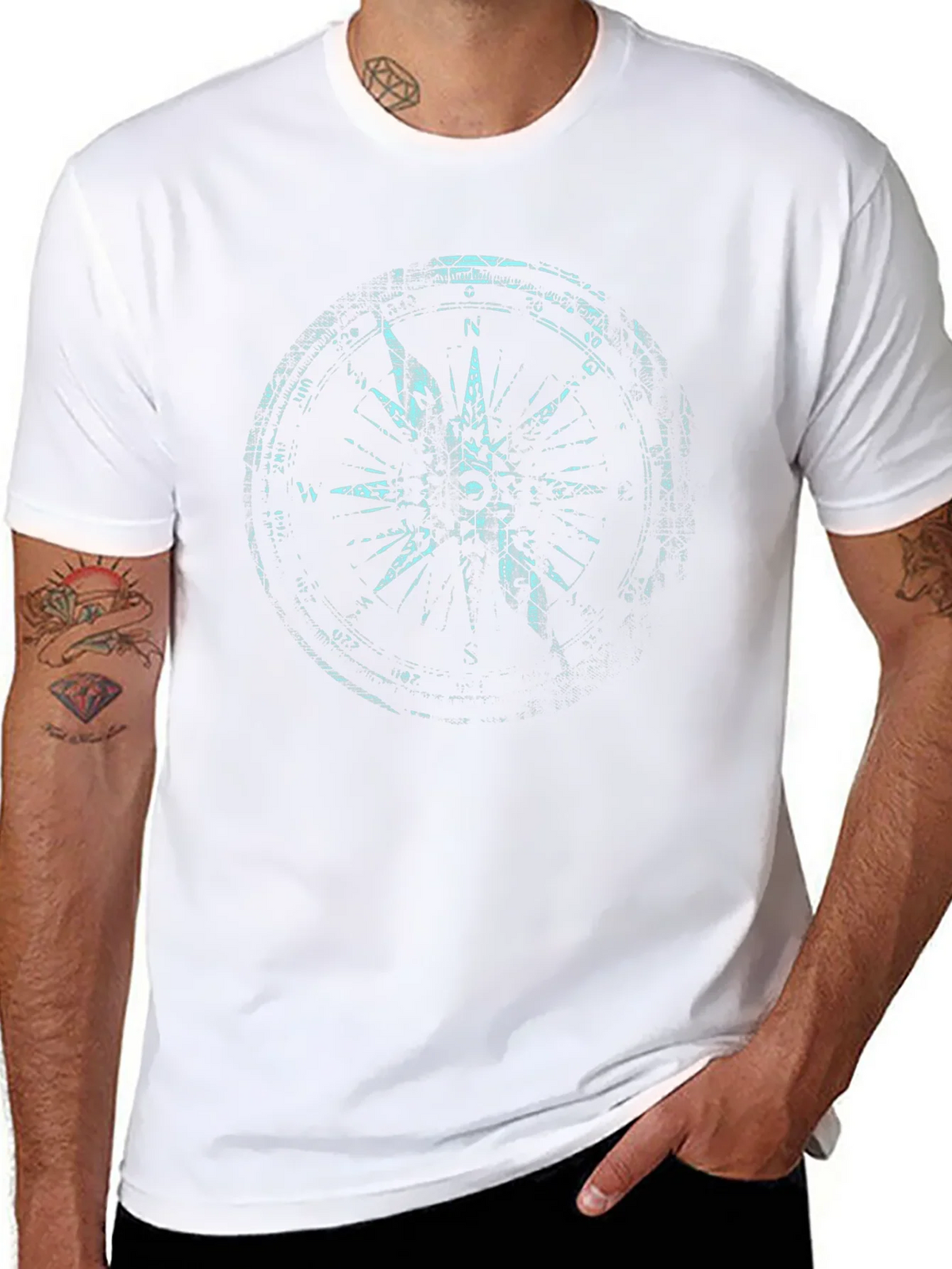 Mens Black Compass Graphic Print Tee product image 5