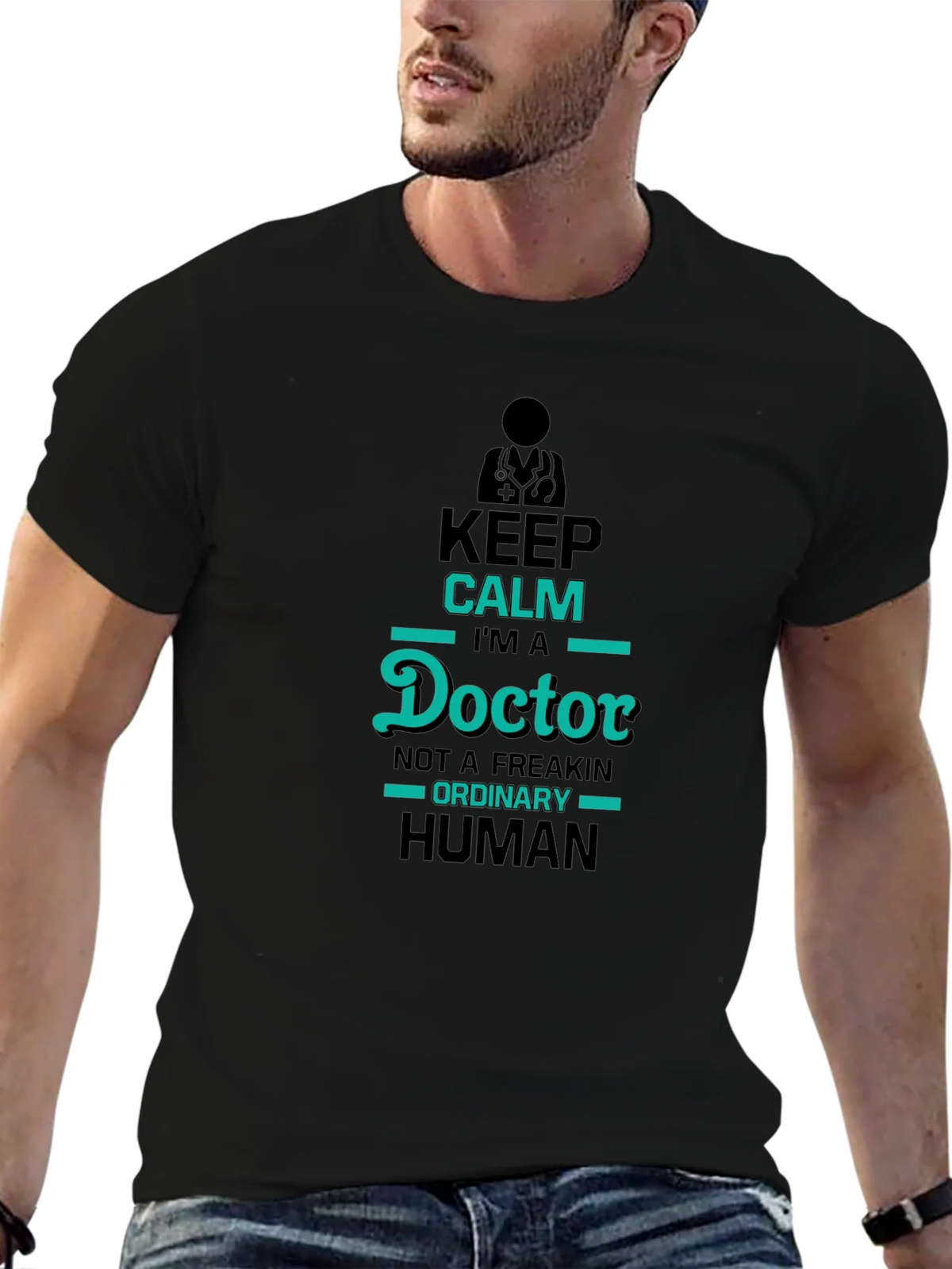 Keep Calm Im A Doctor Black T-Shirt product image 4