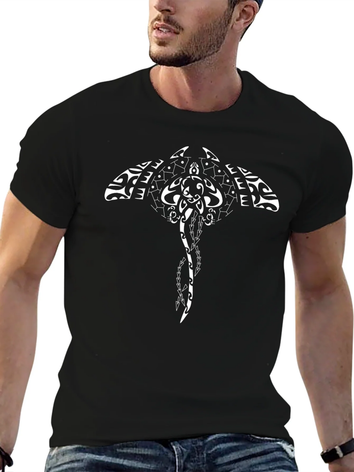 Tribal Ray Graphic Tee - Stylish Black T-Shirt product image 6