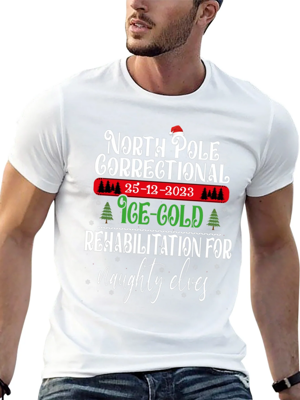 North Pole Correctional Christmas T-Shirt product image 12