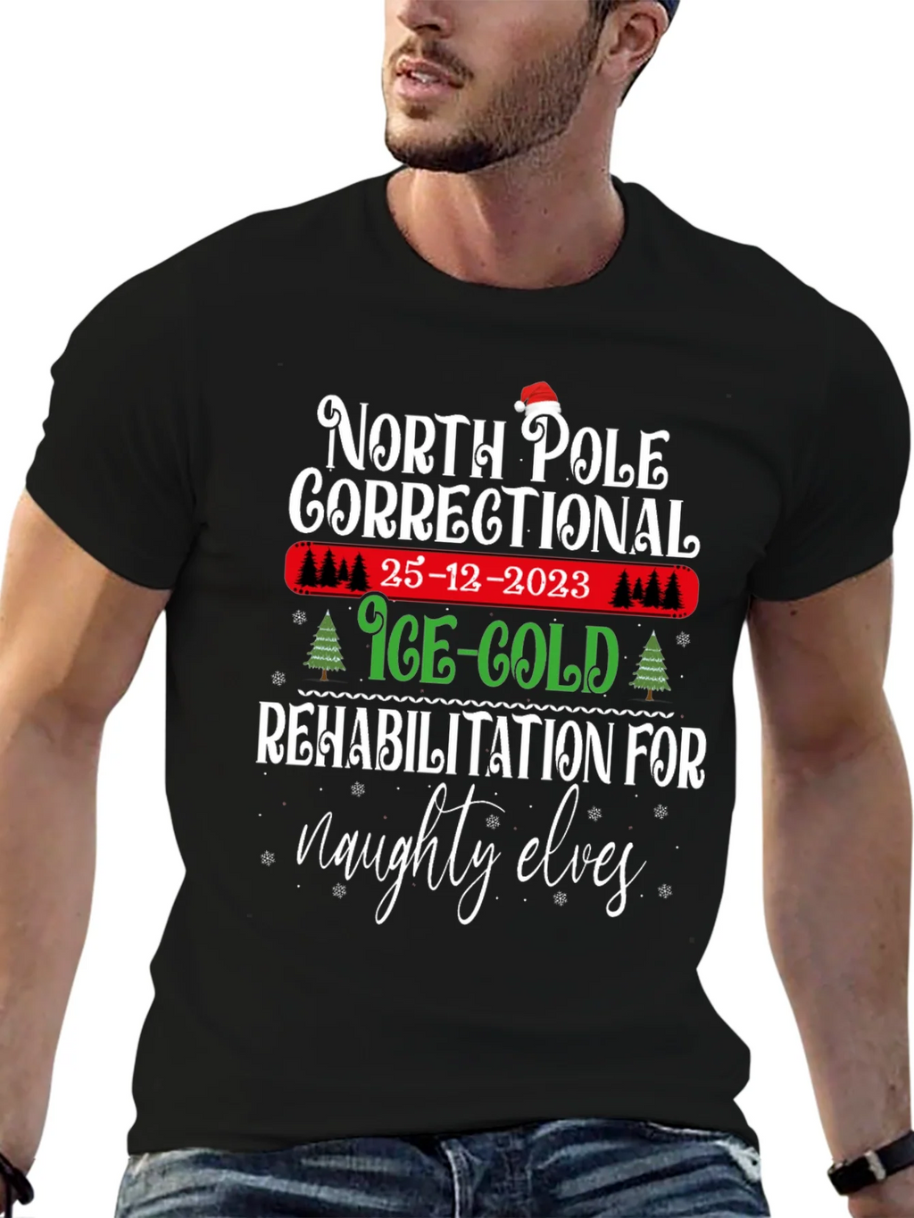 North Pole Correctional Christmas T-Shirt product image 6