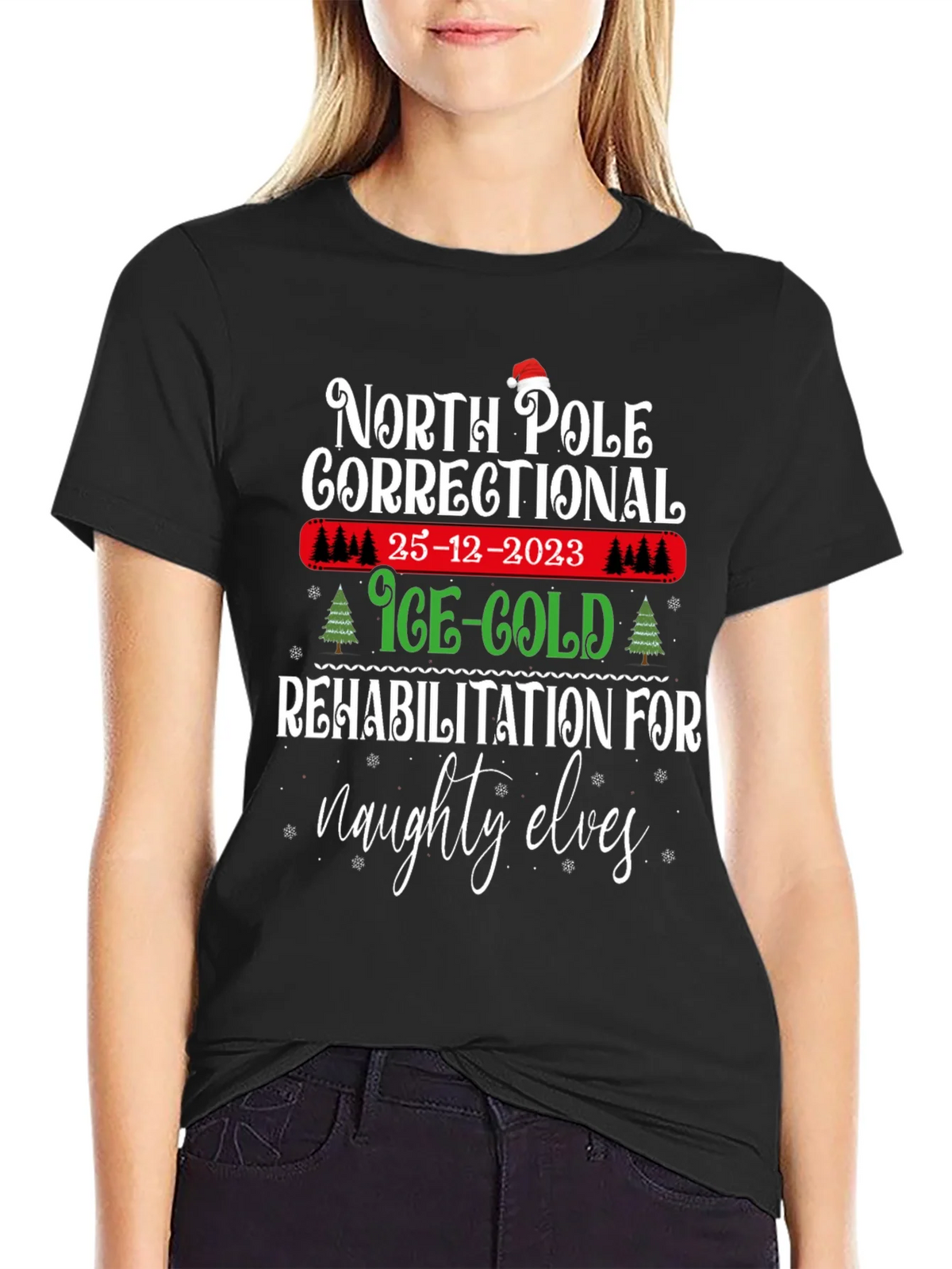 North Pole Correctional Christmas T-Shirt product image 2