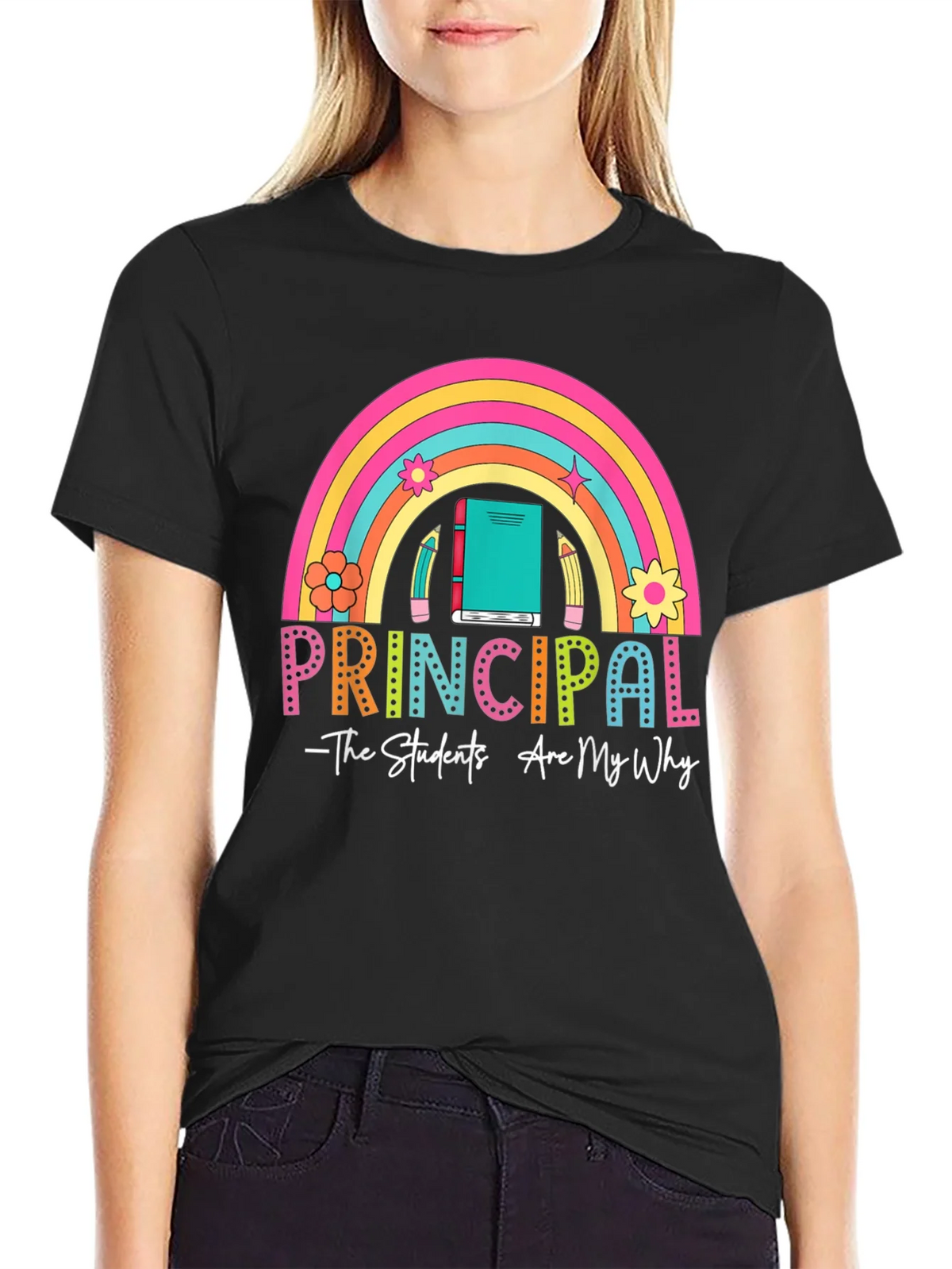Principal Rainbow Graphic T-Shirt - Teacher Appreciation product image 2