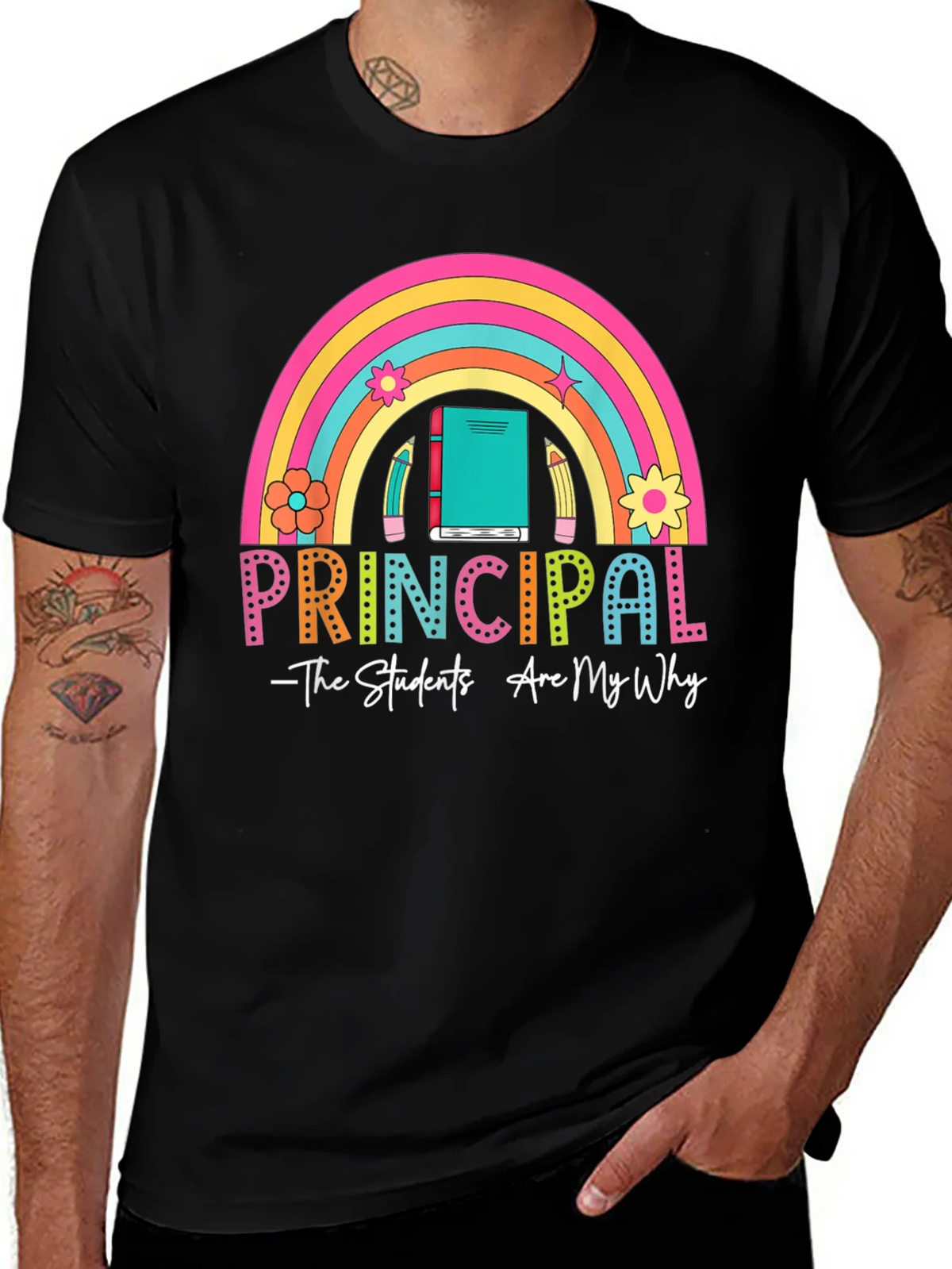Principal Rainbow Graphic T-Shirt - Teacher Appreciation product image 1