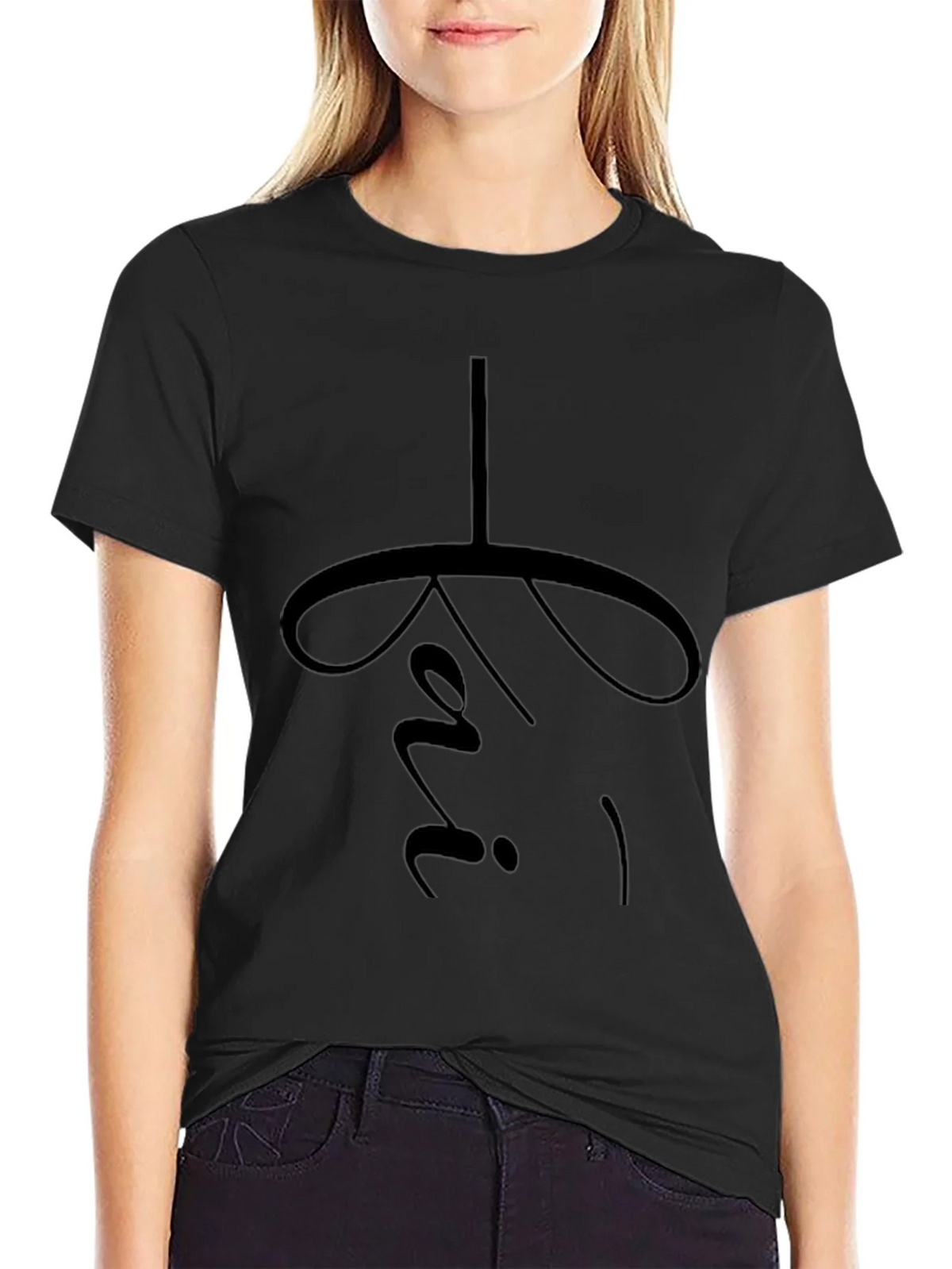Minimalist Black T-Shirt with Religious Symbol product image 2