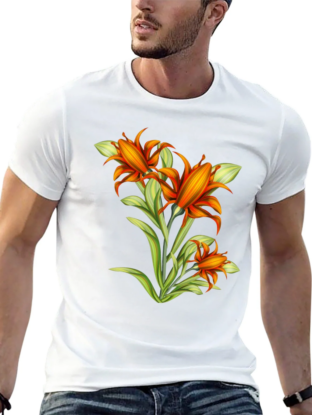 Floral Graphic Tee - Vibrant Orange Flower Design product image 12