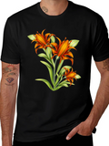 Floral Graphic Tee - Vibrant Orange Flower Design product image 1