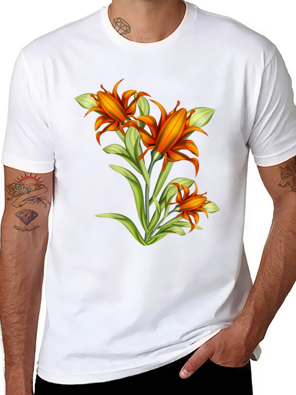 Floral Graphic Tee - Vibrant Orange Flower Design product image 7