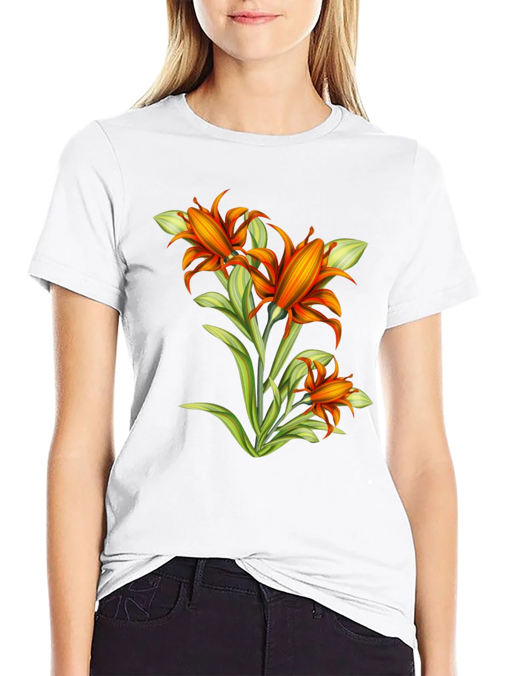 Floral Graphic Tee - Vibrant Orange Flower Design product image 8