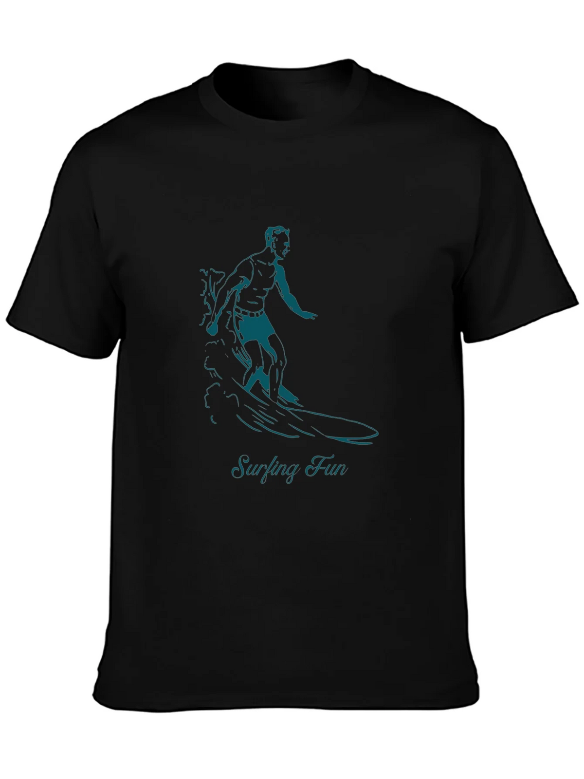 Surfing Fun Graphic Black T-Shirt product image 1