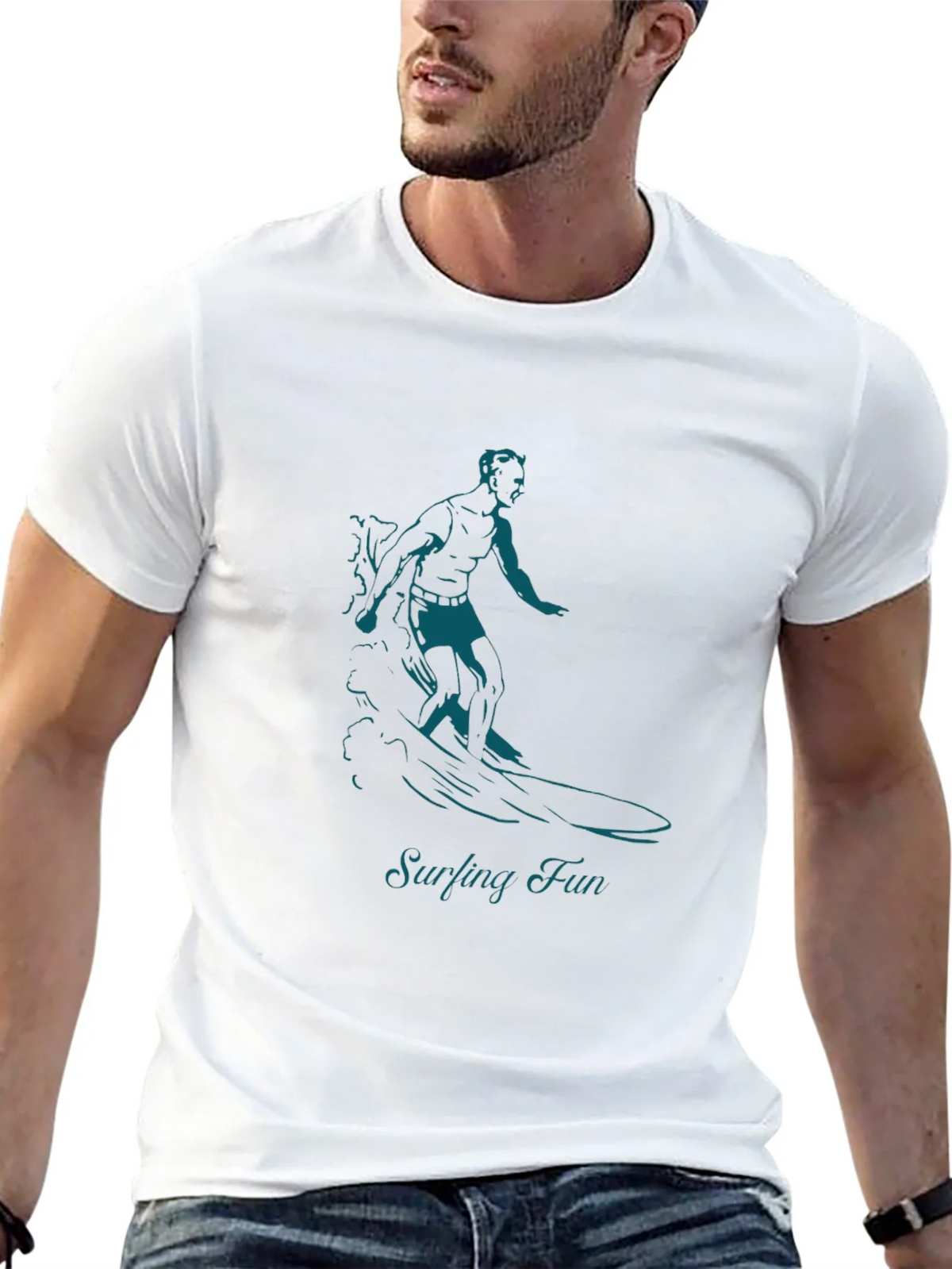 Surfing Fun Graphic Black T-Shirt product image 8