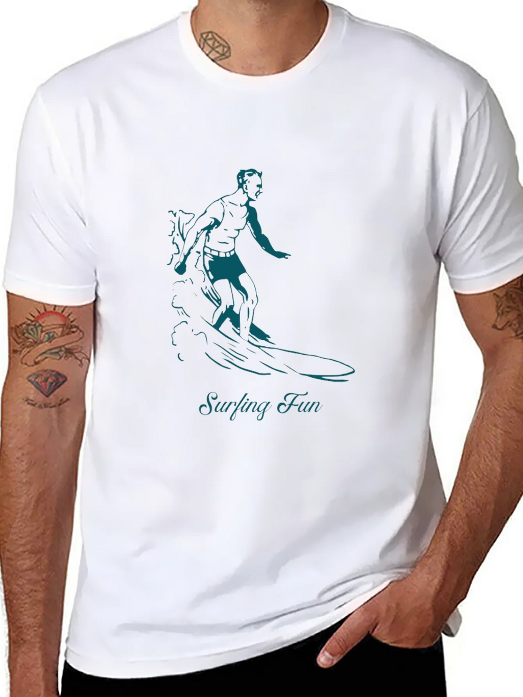 Surfing Fun Graphic Black T-Shirt product image 5