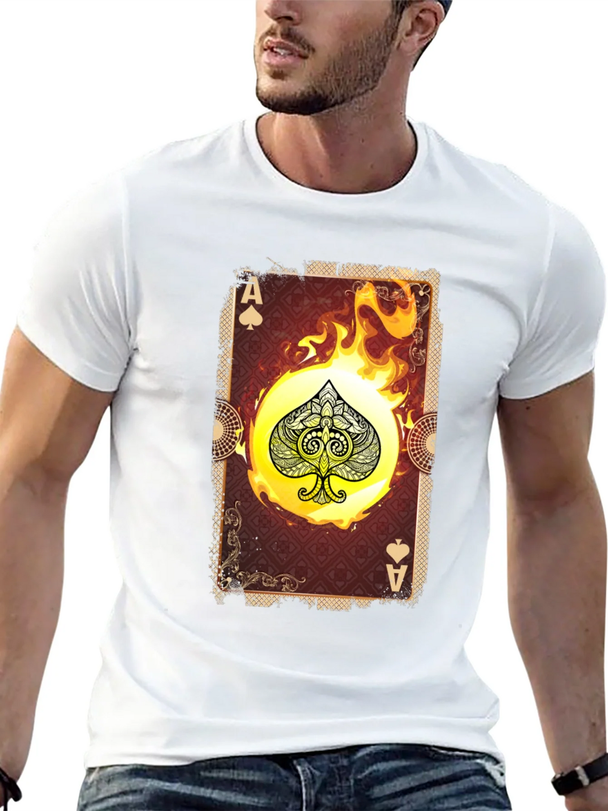 Ace of Spades Graphic T-Shirt - Burning Card Design product image 12