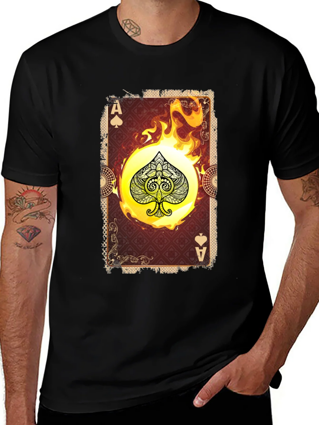 Ace of Spades Graphic T-Shirt - Burning Card Design product image 1
