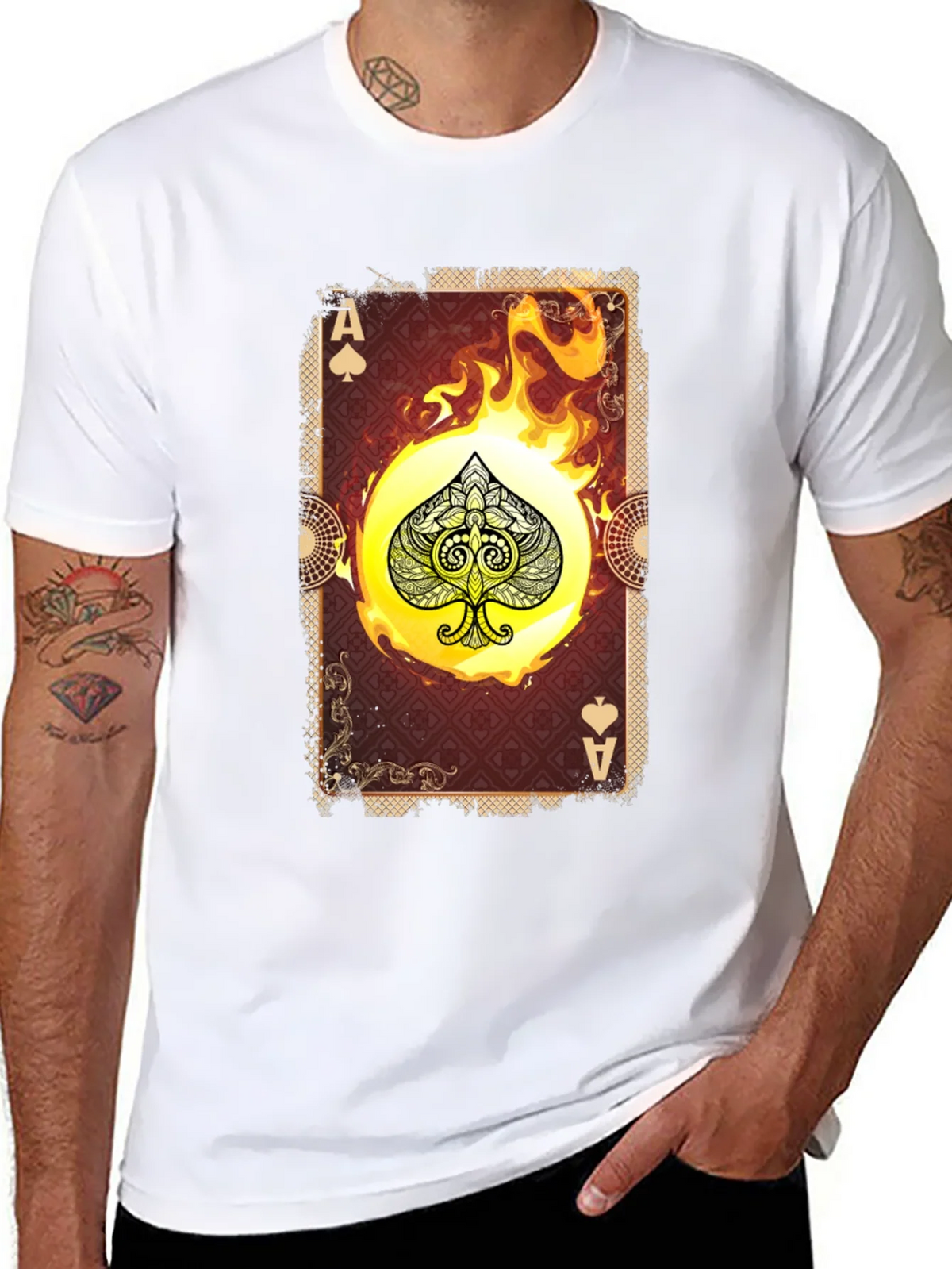 Ace of Spades Graphic T-Shirt - Burning Card Design product image 7