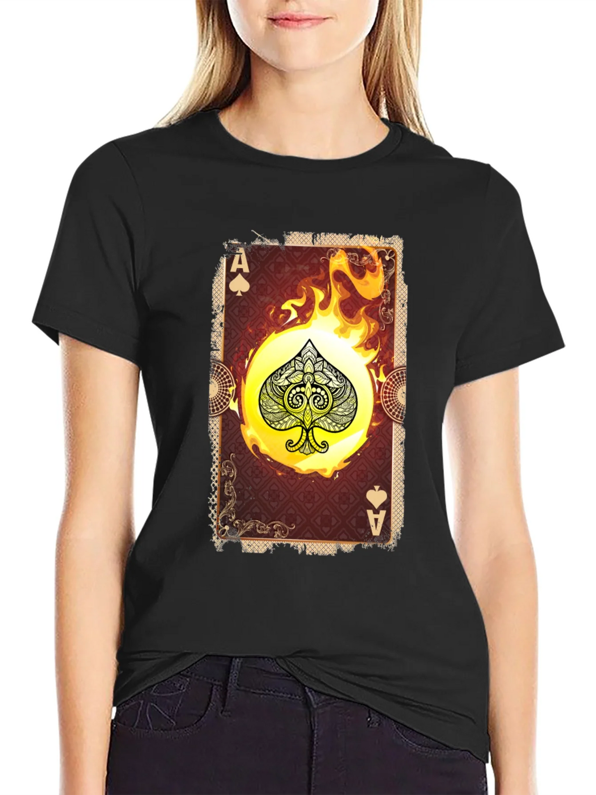 Ace of Spades Graphic T-Shirt - Burning Card Design product image 2