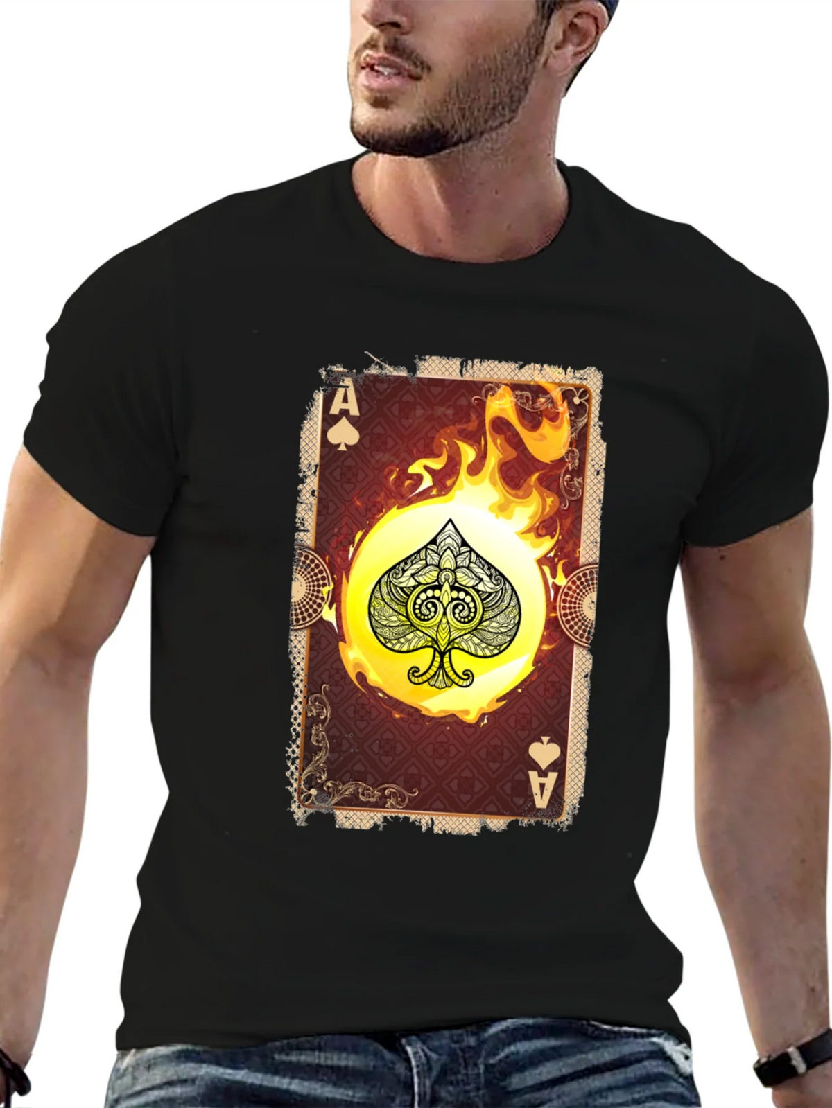 Ace of Spades Graphic T-Shirt - Burning Card Design product image 6