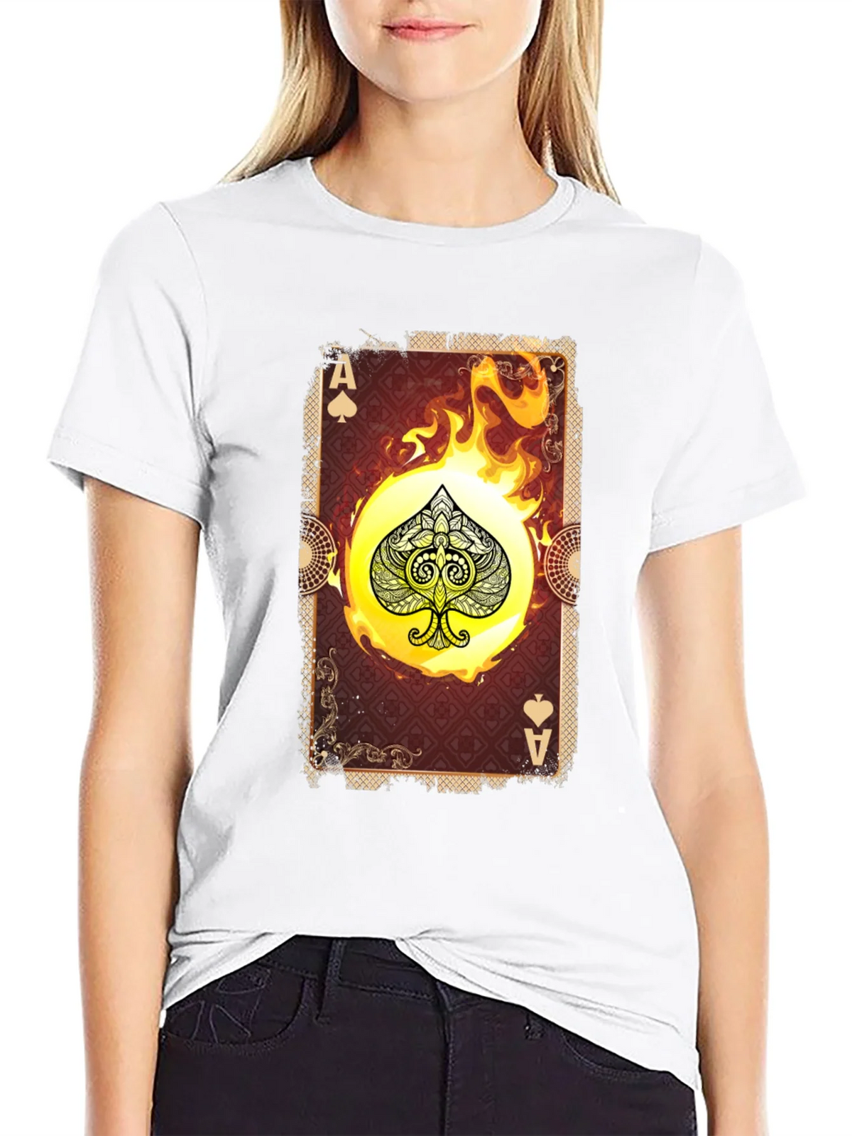 Ace of Spades Graphic T-Shirt - Burning Card Design product image 8