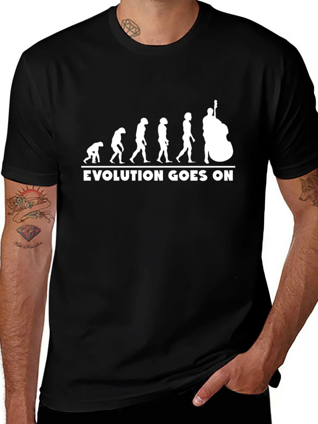 Evolution of Bass Player T-Shirt - Black Cotton Tee product image 1