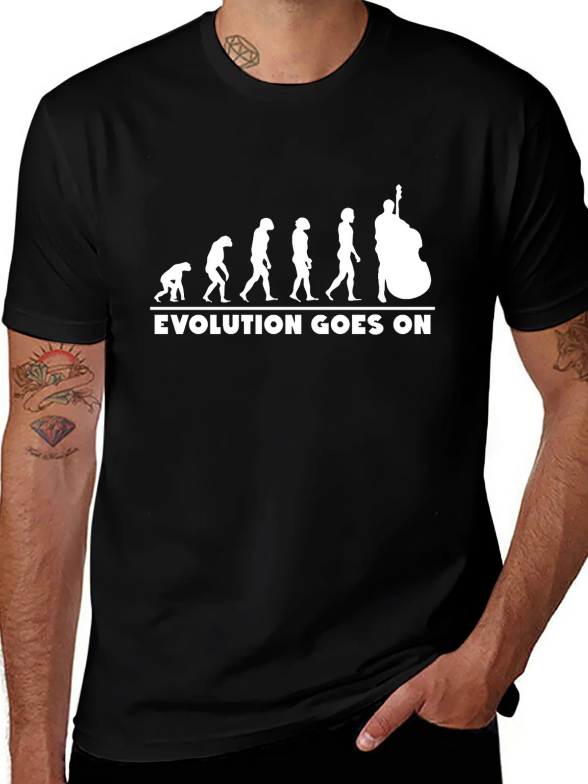 Evolution of Bass Player T-Shirt - Black Cotton Tee product image 1