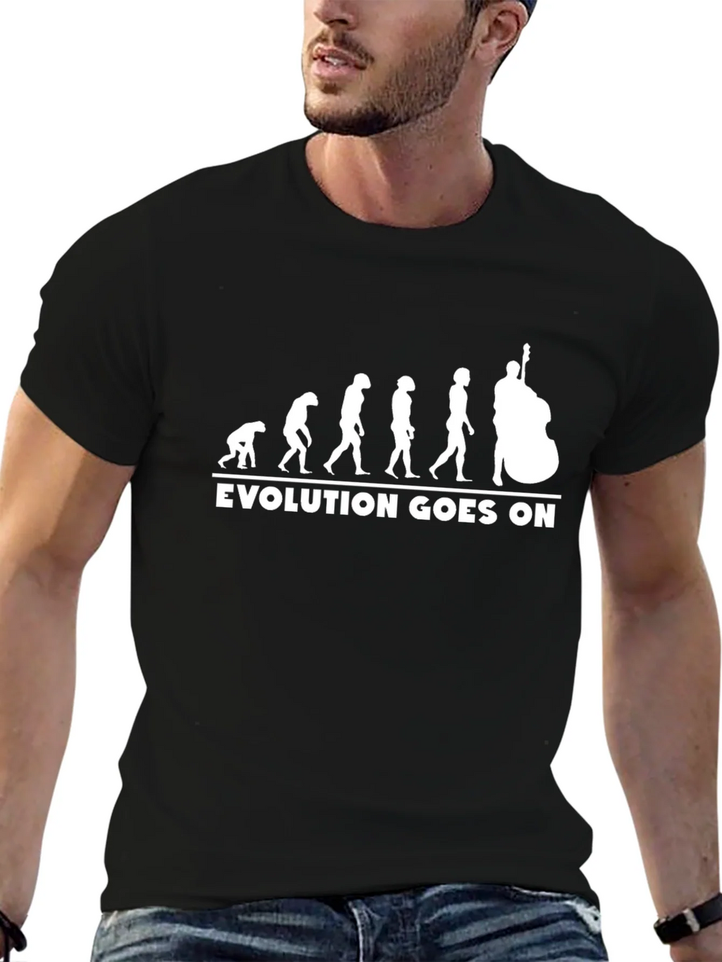 Evolution of Bass Player T-Shirt - Black Cotton Tee product image 6
