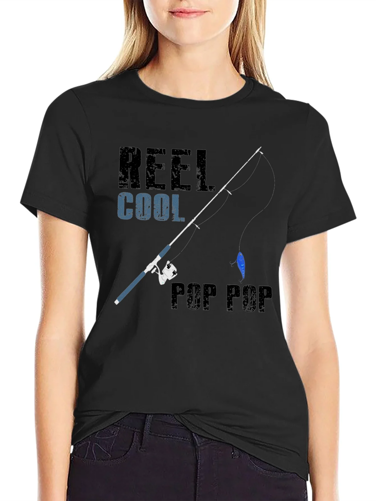 Reel Cool Pop Fishing T-Shirt - Black product image 1