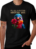 Flutter Around You T-Shirt - Cute Bird with Rose Graphic Tee product image 1