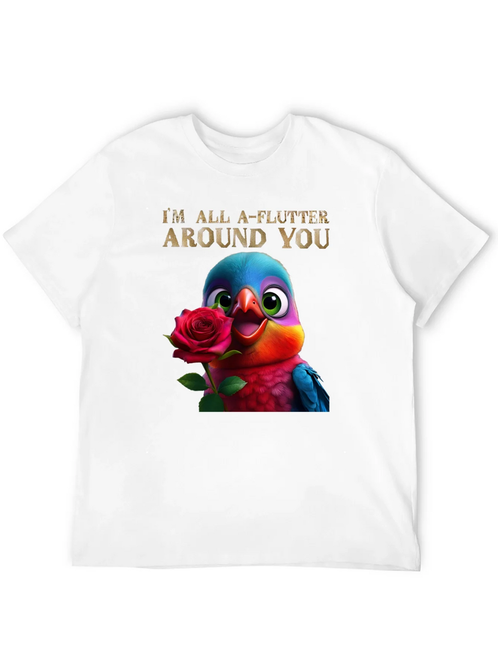 Flutter Around You T-Shirt - Cute Bird with Rose Graphic Tee product image 3