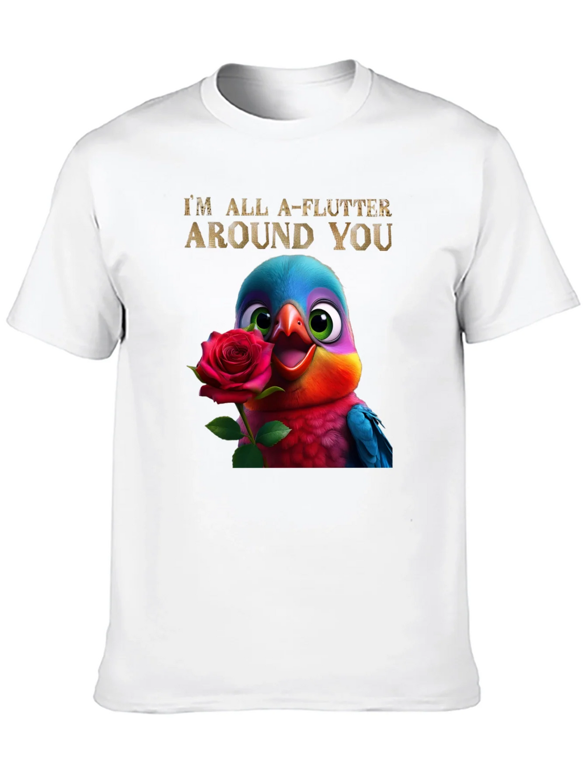 Flutter Around You T-Shirt - Cute Bird with Rose Graphic Tee product image 2